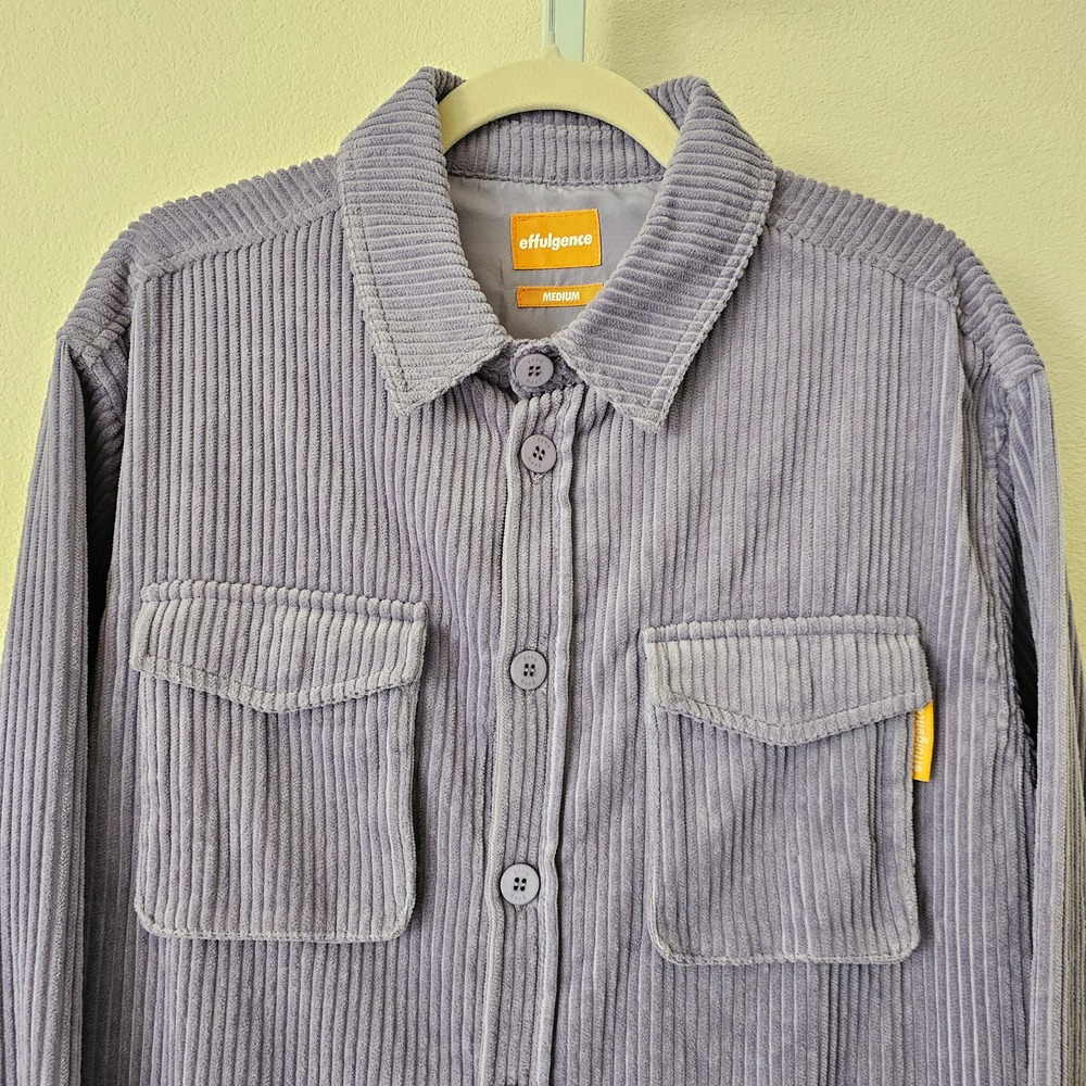 EFFULGENCE Men's Long Sleeve Lavender Corduroy Button Overshirt Jacket Sz M - Picture 5 of 16